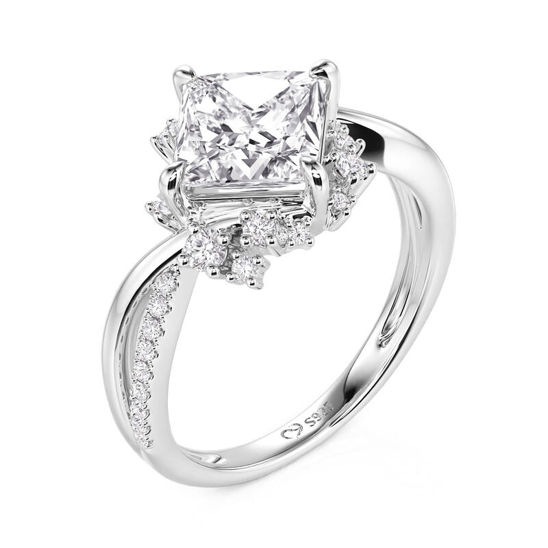 Jeulia Olivetta Twist Princess Cut Engagement Ring