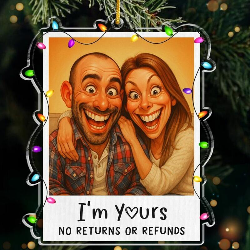 Personalized Cartoon Style Photo Hanging Christmas Gift for Couples