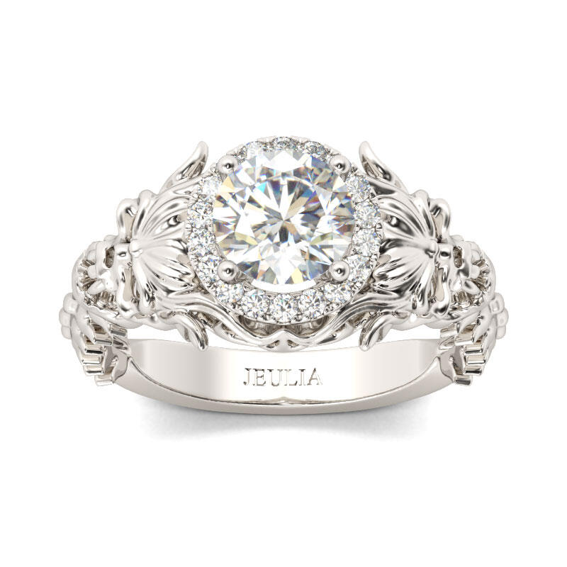 Jeulia Flame Shape Round Cut Sterling Silver Skull Ring