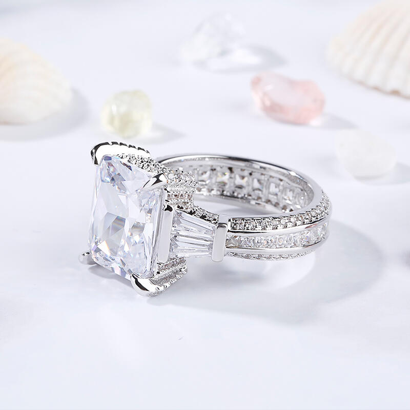 Jeulia Radiant Cut Eternity Sterling Silver Ring