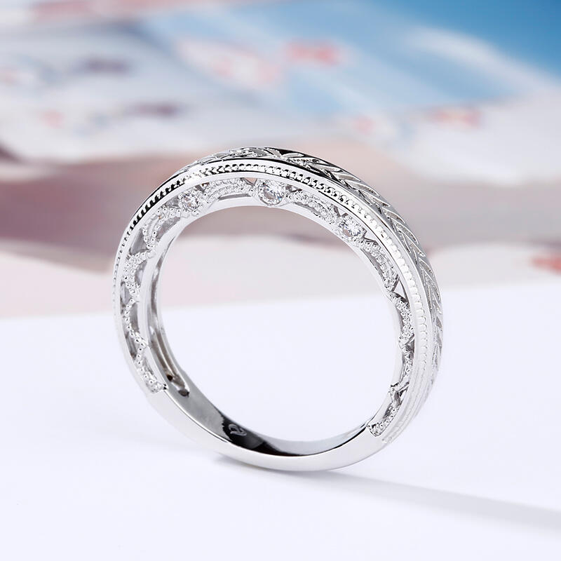 Jeulia Vintage Carving Sterling Silver Women's Band