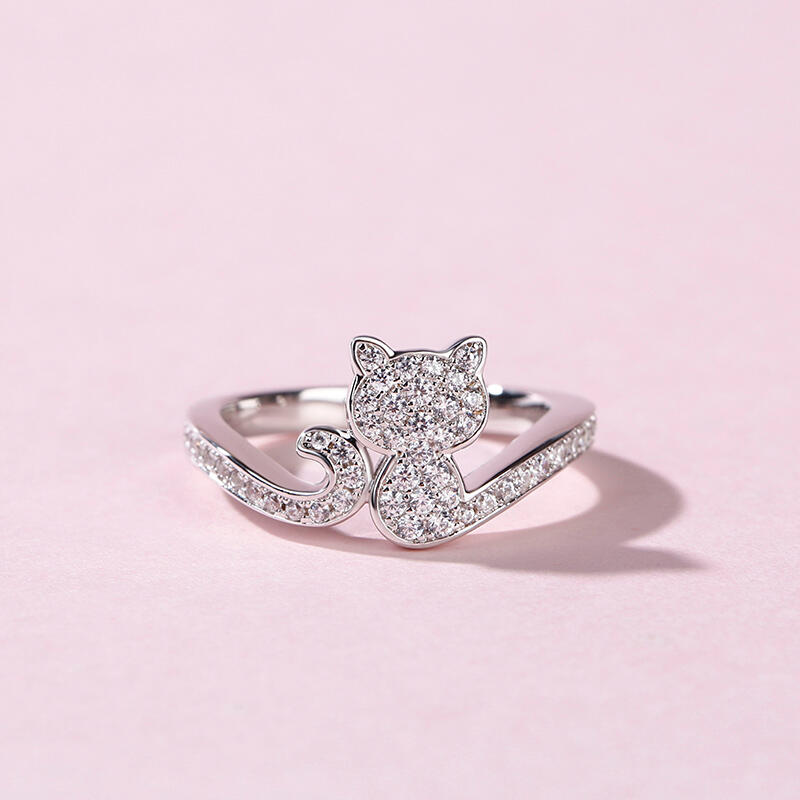 جوليا خاتم من الفضة الإسترليني قطة بسيطة