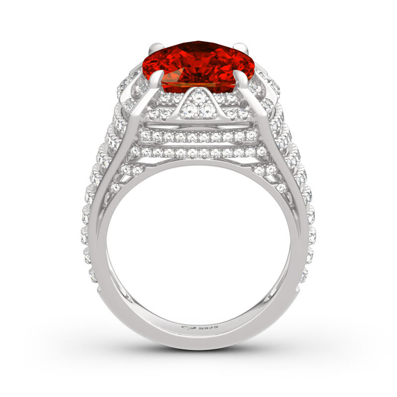 Jeulia "The Southern Shining Pyramid" Egyptian Pyramids Cushion Cut Sterling Silver Ring