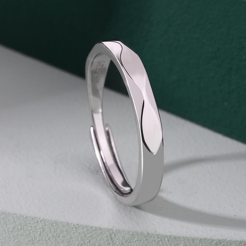 Jeulia "The Exclusive Mark of Love" Adjustable Sterling Silver Men's Band