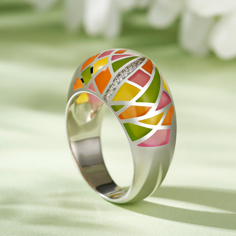 Jeulia "Sunlight" Enamel Sterling Silver Women's Band