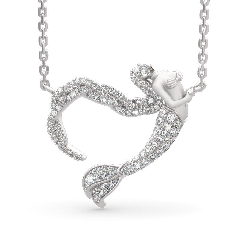 Jeulia "Ocean's Light" Sterling Silver Mermaid Gift Necklace for Valentine's Day