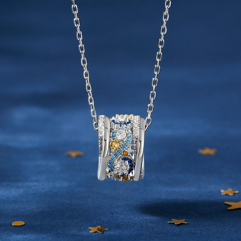Jeulia "Dreamy Secret" The Starry Night Inspired Sterling Silver Necklace