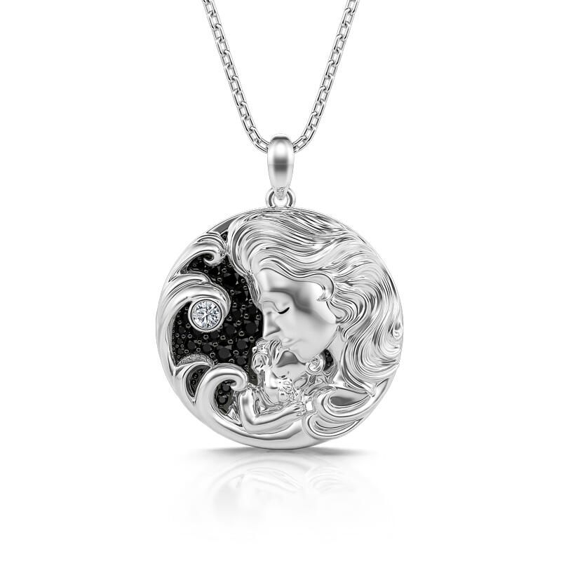 Jeulia "Sweet Dream" Mom and Baby Sterling Silver Necklace