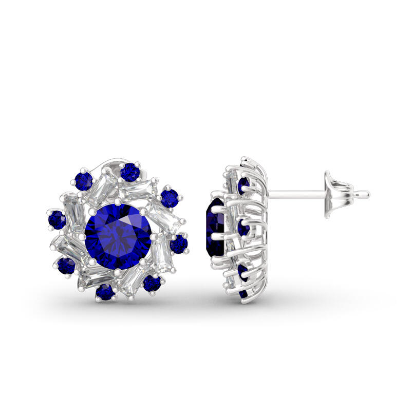 Jeulia Halo Round Cut Sterling Silver Stud Earrings