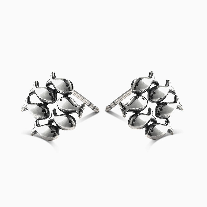 Jeulia "School of Fish" Sterling Silver Earrings