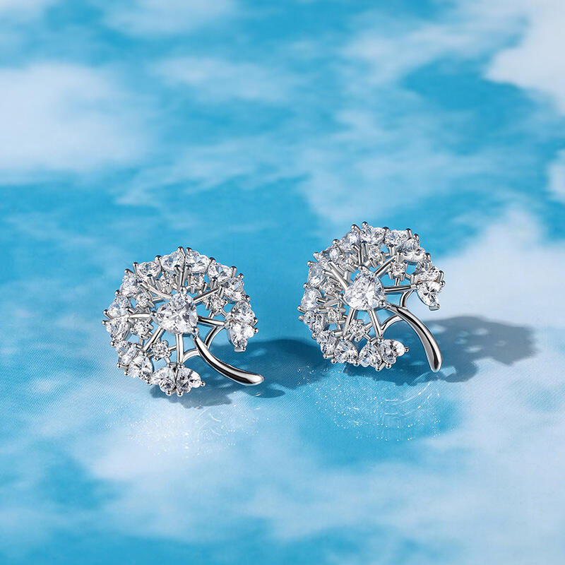 Jeulia "Seeds of Love" Dandelion Sterling Silver Earrings