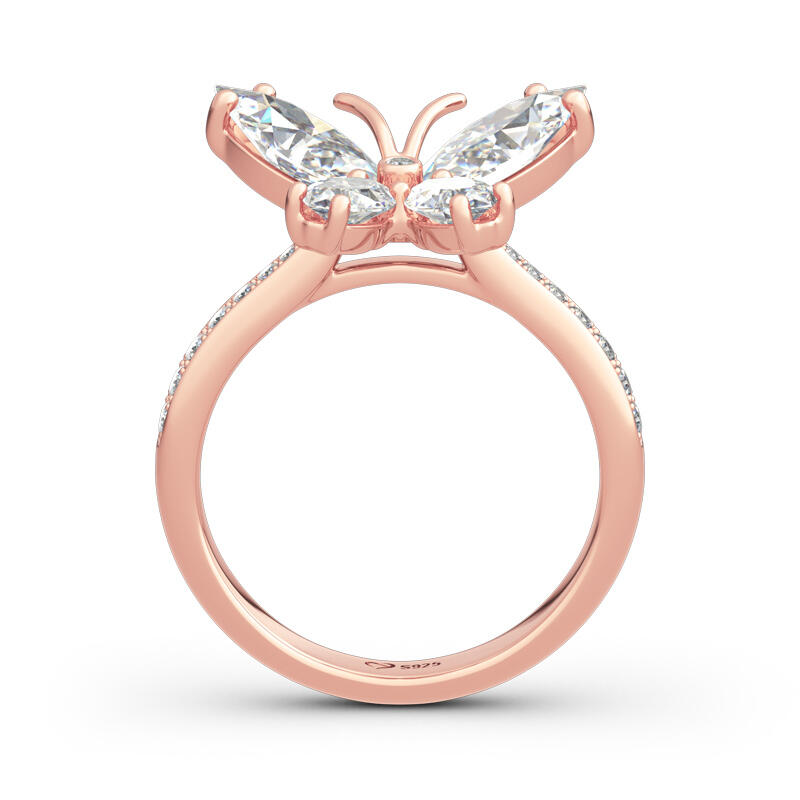 Jeulia Butterfly Shaped Sterling Silver Ring