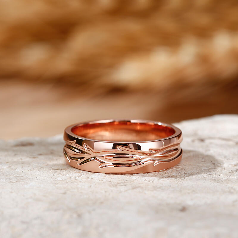 Jeulia Unique Branch Carved Sterling Silver Men's Band