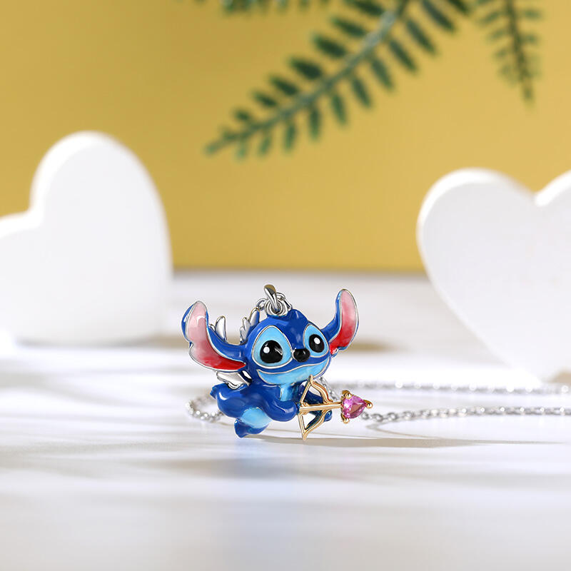 Jeulia Collar Azul de Plata Esterlina con Esmalte de Cupido con Flecha