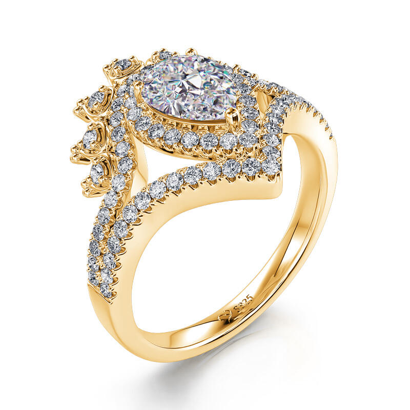 جوليا خاتم "الأناقة الملكية" من الفضة الإسترليني على شكل حرف V