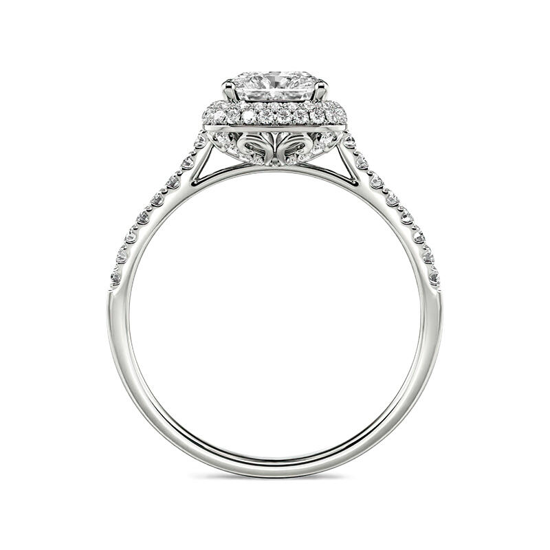 Jeulia Cushion Cut Halo Sterling Silver Engagement Ring