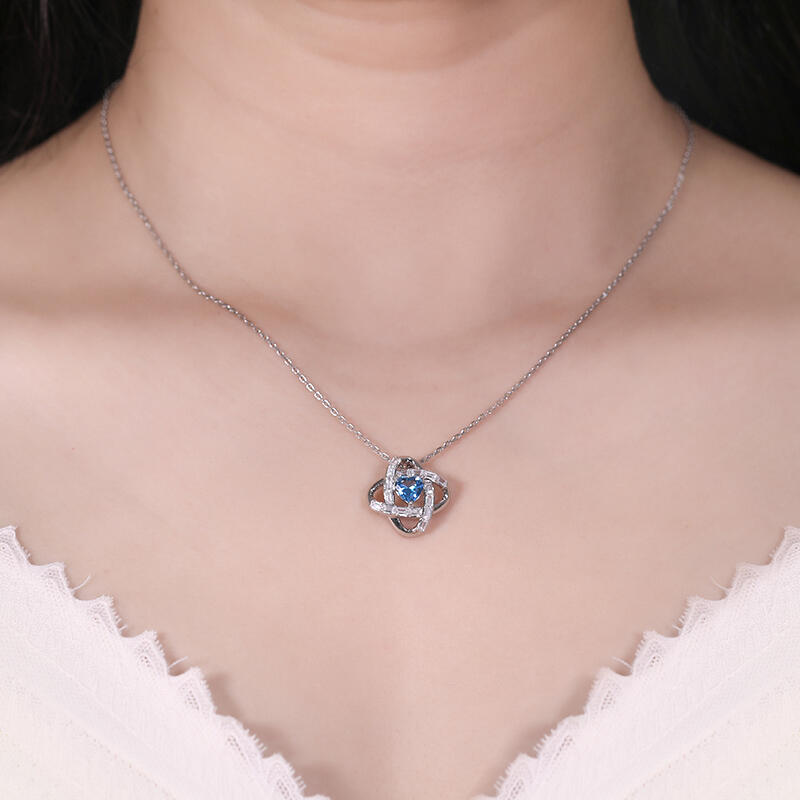 Jeulia Love Knot Custom Birthstone Necklace Sterling Silver