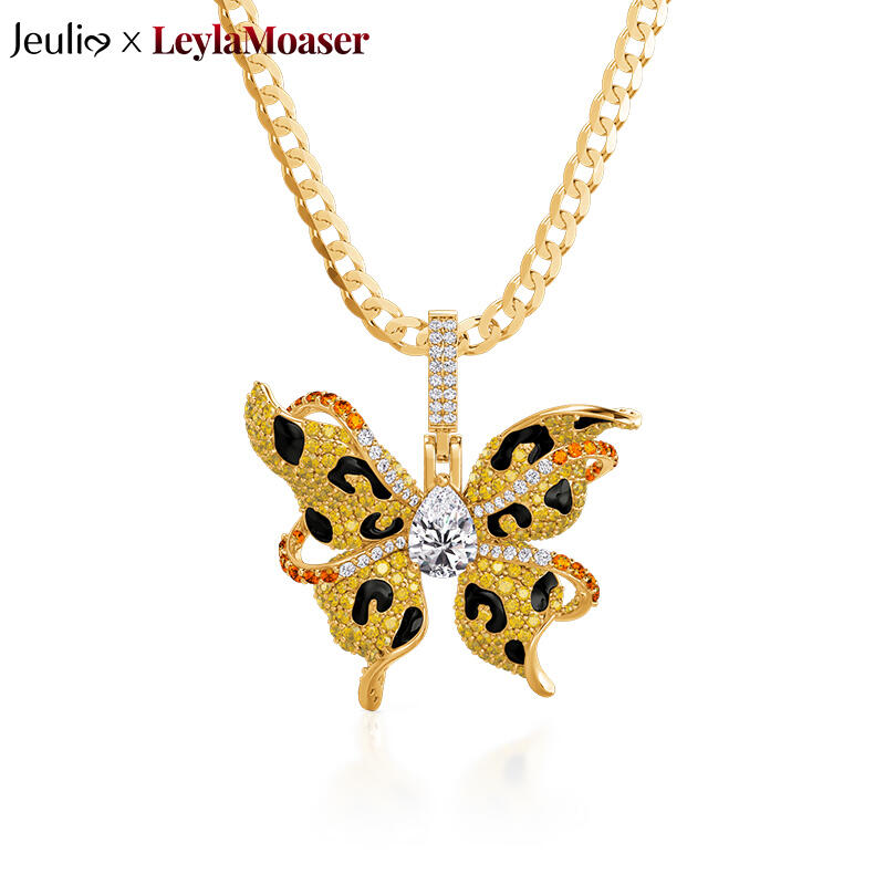 Jeulia x Leyla Wild Leopard Butterfly Necklace
