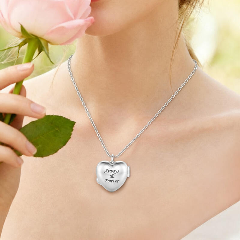 Jeulia Collar Grabado Corazón de Foto Personalizado con Abrazo