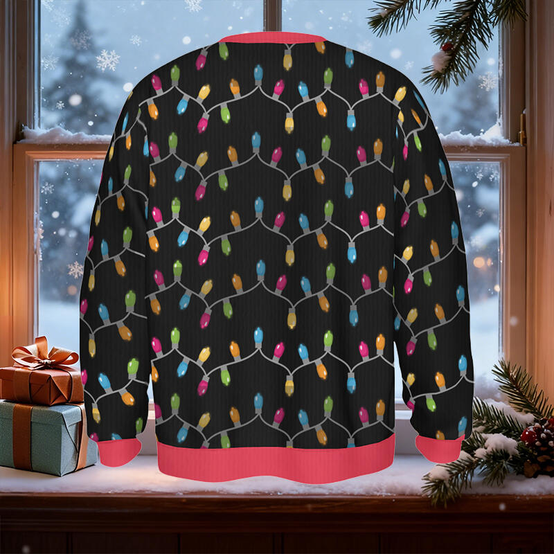 Personlig ful tröja Unisex Anpassad porträttfoto Julbelysning Design Perfekt present till familjen