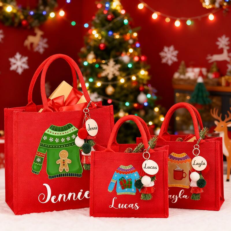 Personalized Name Christmas Gift Bags Funny Present for Kids