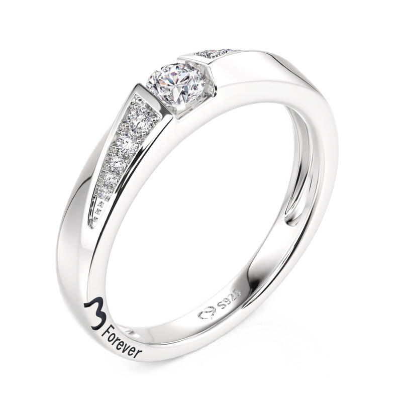 Jeulia True Love Vow Bypass Engraved Wedding Band for Women