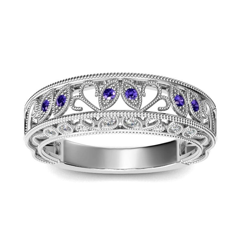 Jeulia Vintage Leaf Sterling Silver Women's Band