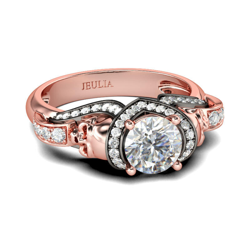 Jeulia Anillo único De Caravera De Talla Redonda En Plata De Ley