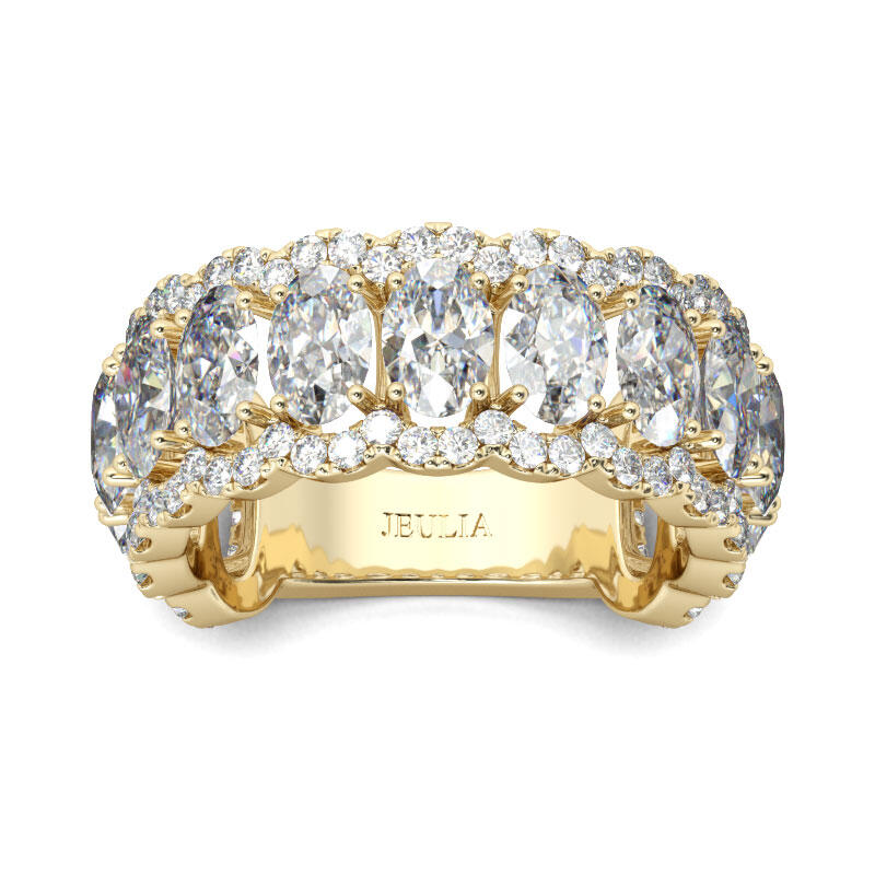 Jeulia Gold Tone Oval Cut Sterling Silver Women's Band