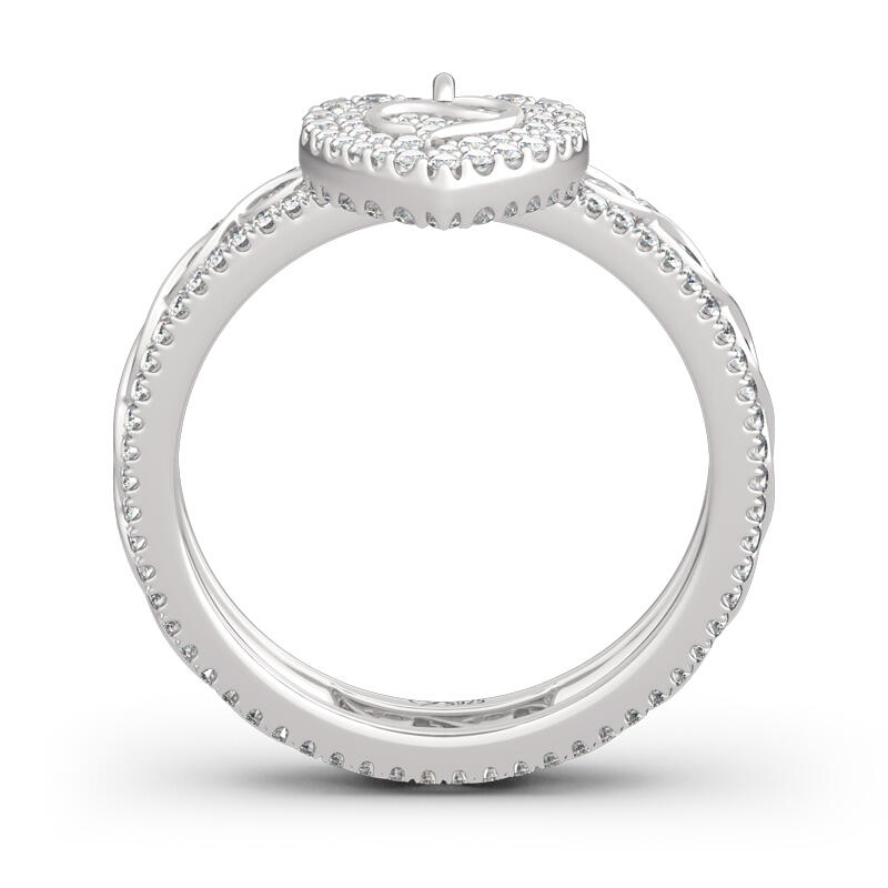 Jeulia Logo Shape Commemorative Heart Twist Sterling Silver Ring