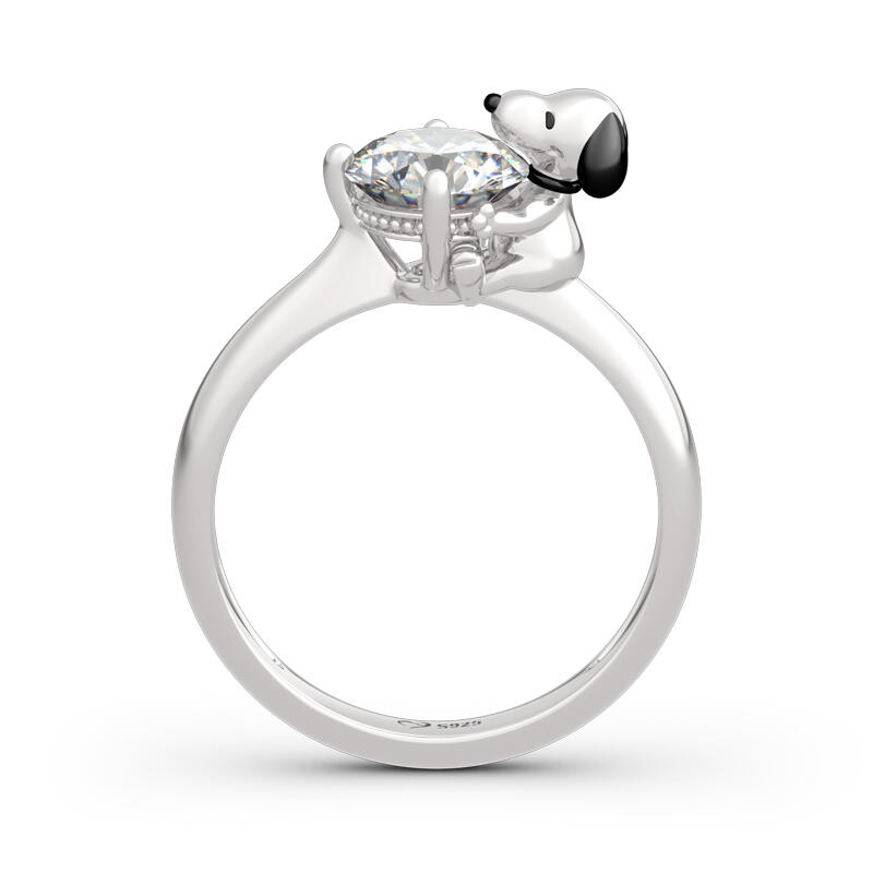 Jeulia Hug Me "Live in the Present" valp med runda snitt i sterlingsilver