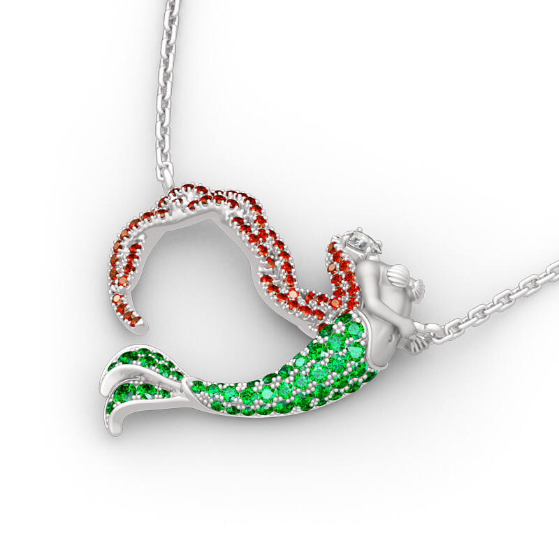 Jeulia "Ocean's Light" Sterling Silver Mermaid Gift Necklace for Valentine's Day