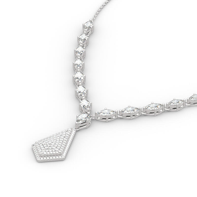 Jeulia "Gorgeous Beauty" Art Deco Marquise Cut Sterling Silver Necklace