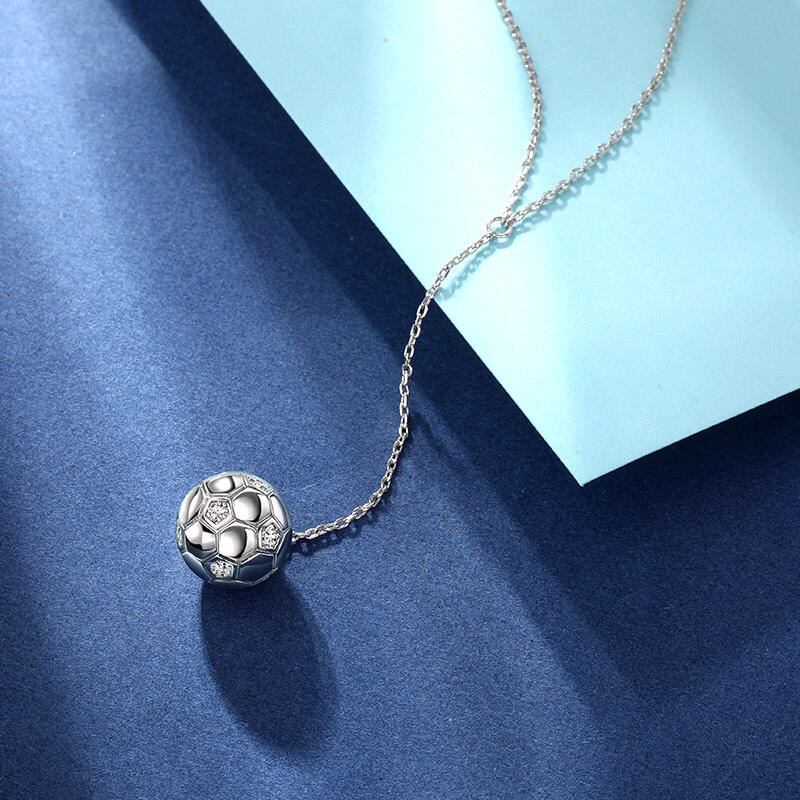 Jeulia "I Love Football" Sterling Silver Necklace