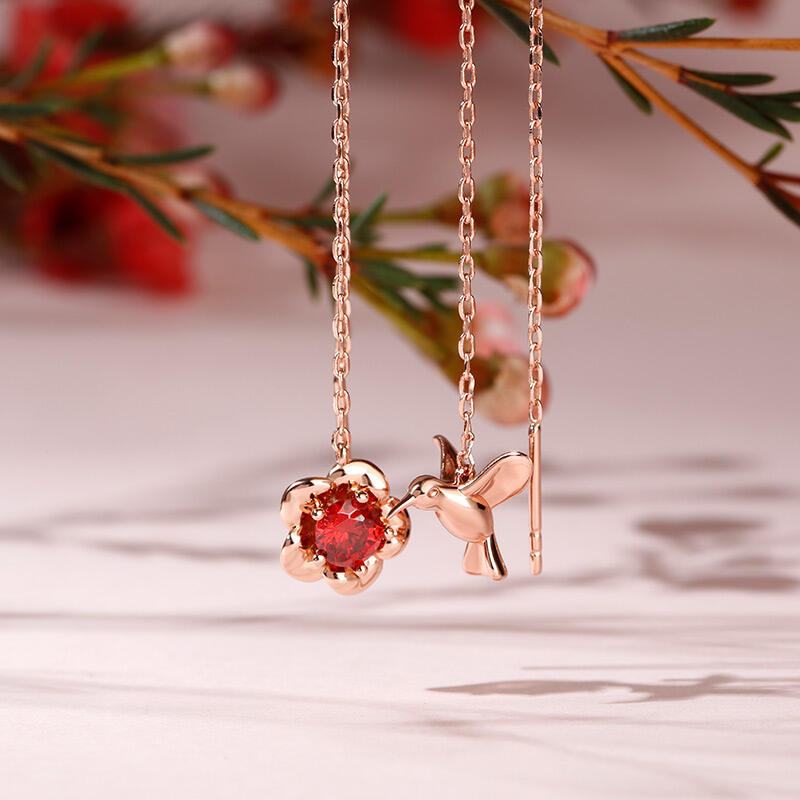 Jeulia "Hummingbird ＆ Flower" Threader örhängen i Sterling Silver