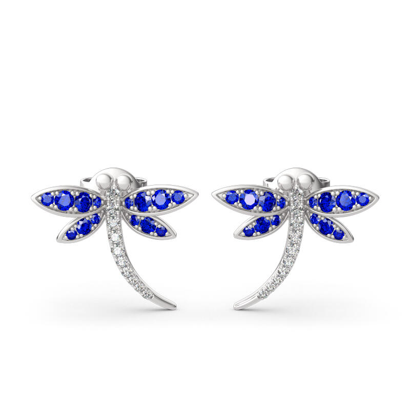 Jeulia "Garden Dragonfly" Round Cut Sterling Silver Earrings