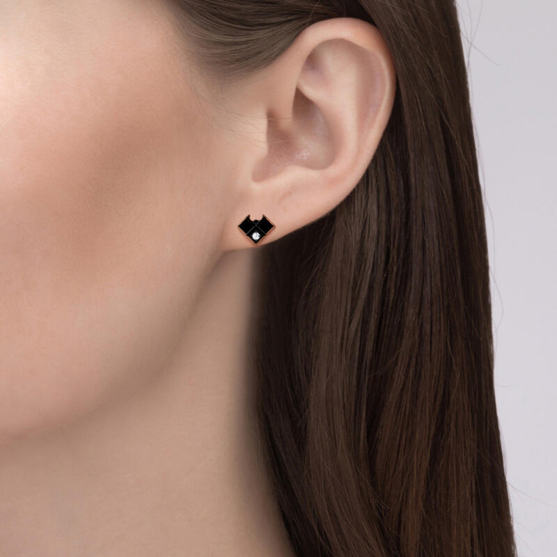 Jeulia Black Brown Sterling Silver Stud Earrings