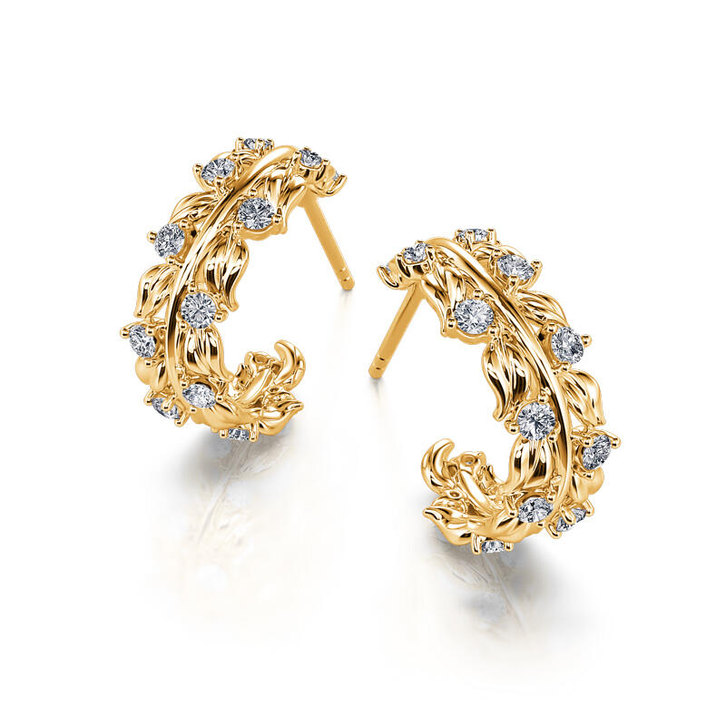 Jeulia Olive Leaf Round Cut Sterling Silver Earrings