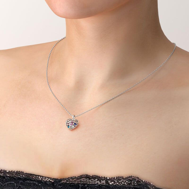 Jeulia Birthstone Heart Pendant Necklace