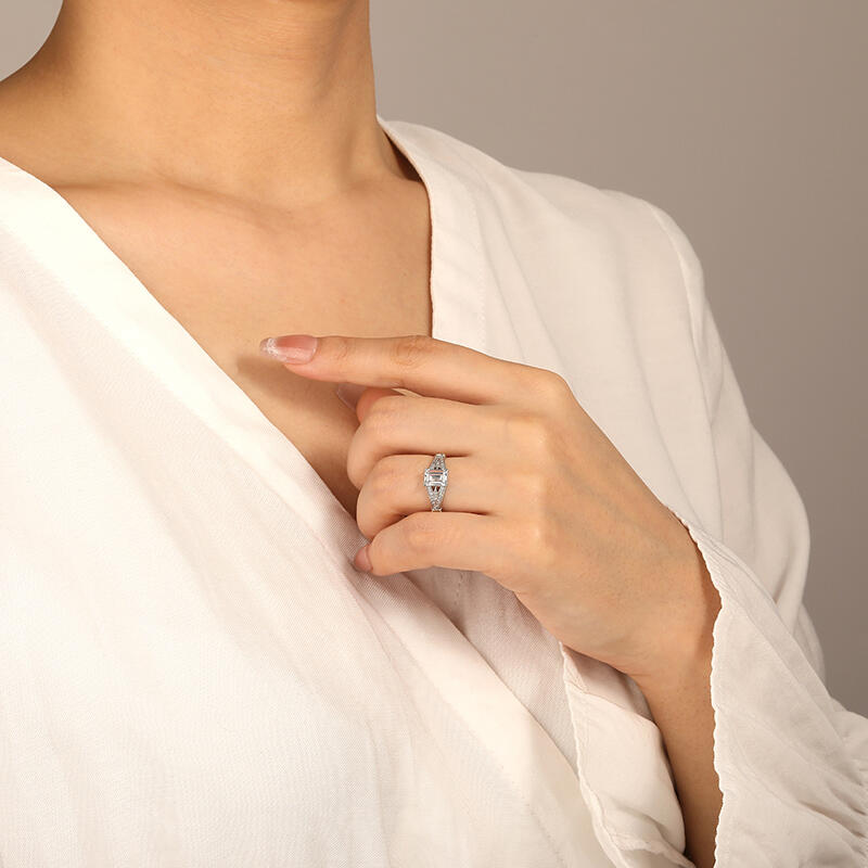 "My Reason For Life" Radiant Cut Side Stone Engagement Ring