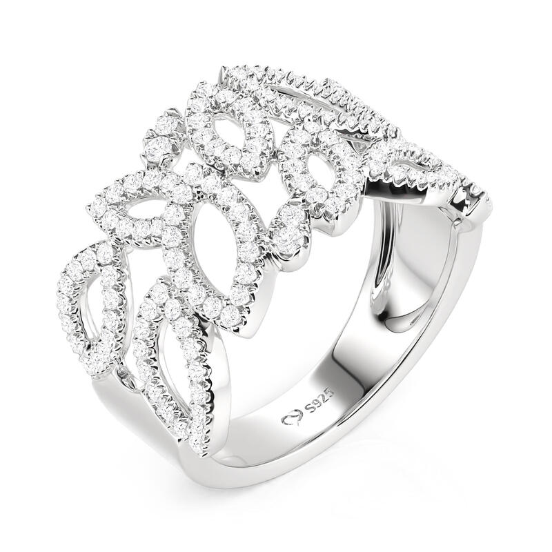 Jeulia Argolla de Pétalo con Hueco para Mujer de Plata de Ley