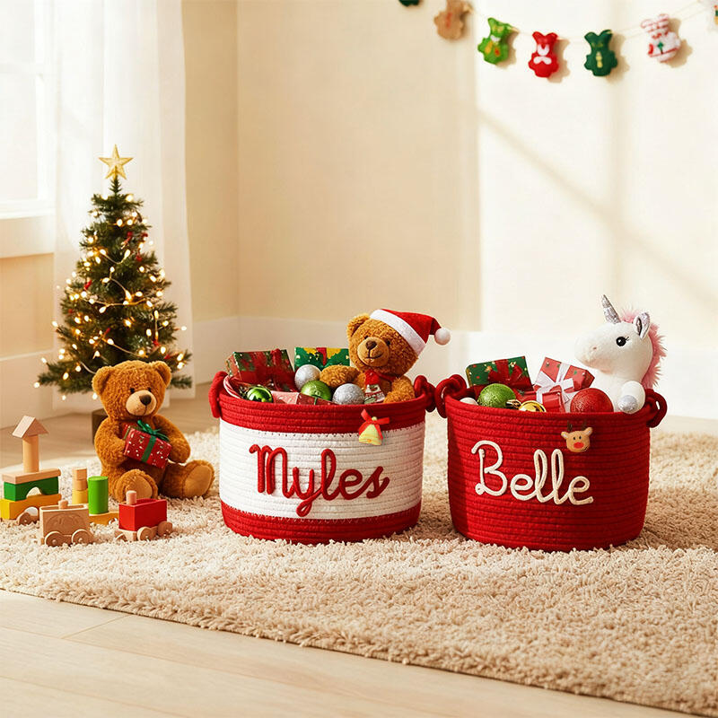 Panier de rangement personnalisé avec nom pour cadeaux de Noël Cadeau intéressant pour les enfants
