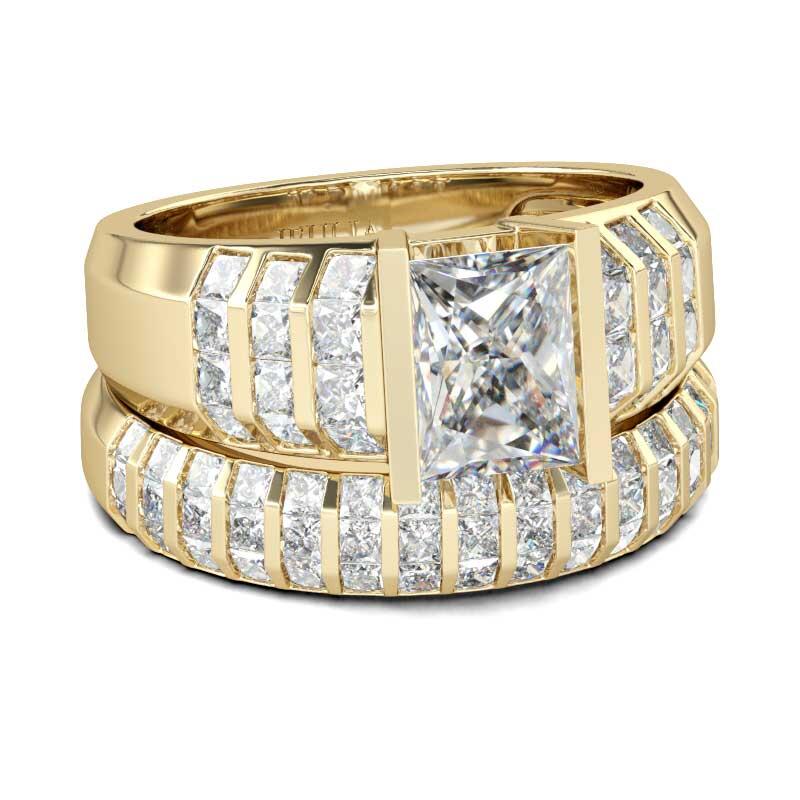 Jeulia Thick Radiant Cut Sterling Silver Ring Set