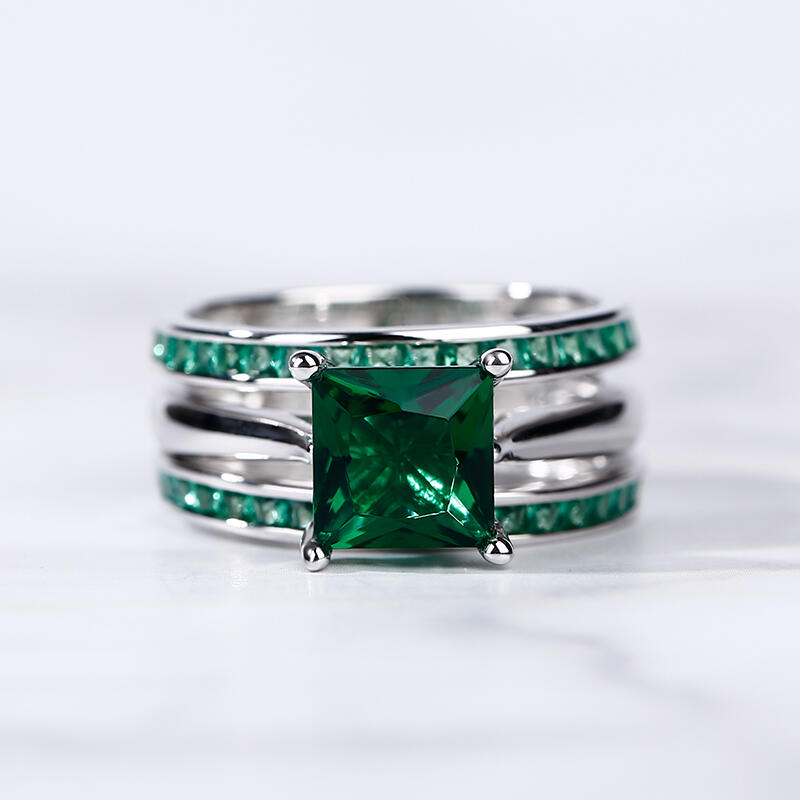 Jeulia Conjunto De Anillos De Plata Esterlina De Corte Princesa