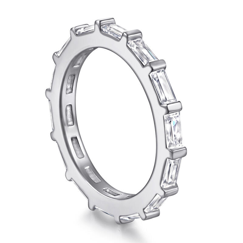 Jeulia Simple Radiant Cut Sterling Silver Women's Band