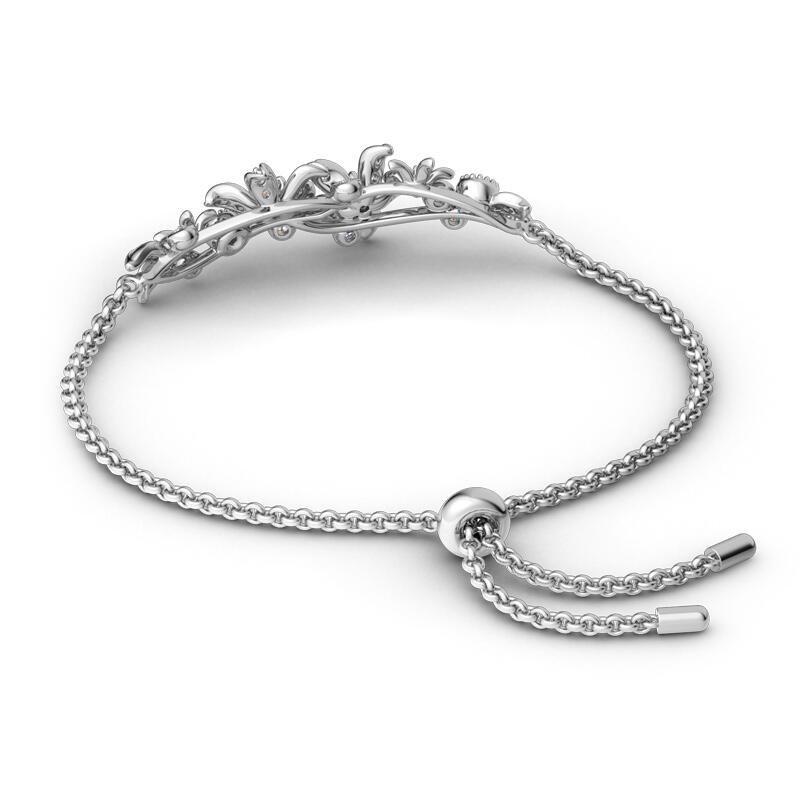 Jeulia Flower and Butterfly Sterling Silver Bolo Bracelet