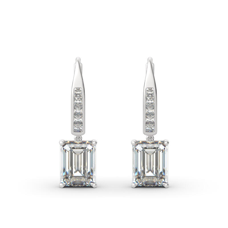 Jeulia Classic Emerald Cut Sterling Silver Drop Earrings