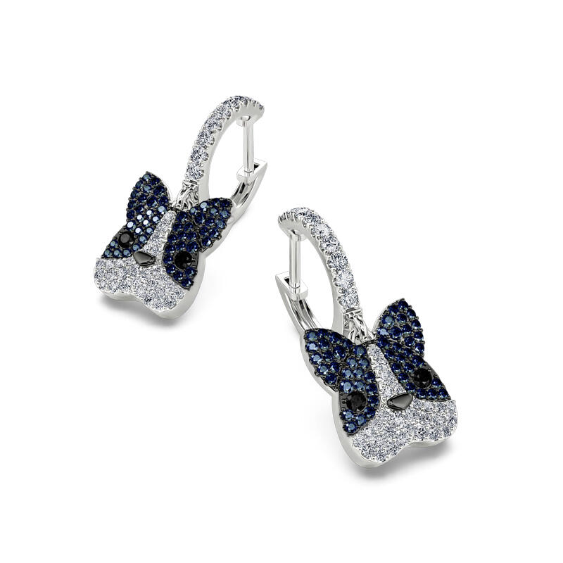 Jeulia Pendientes con Bulldog francés de plata de ley