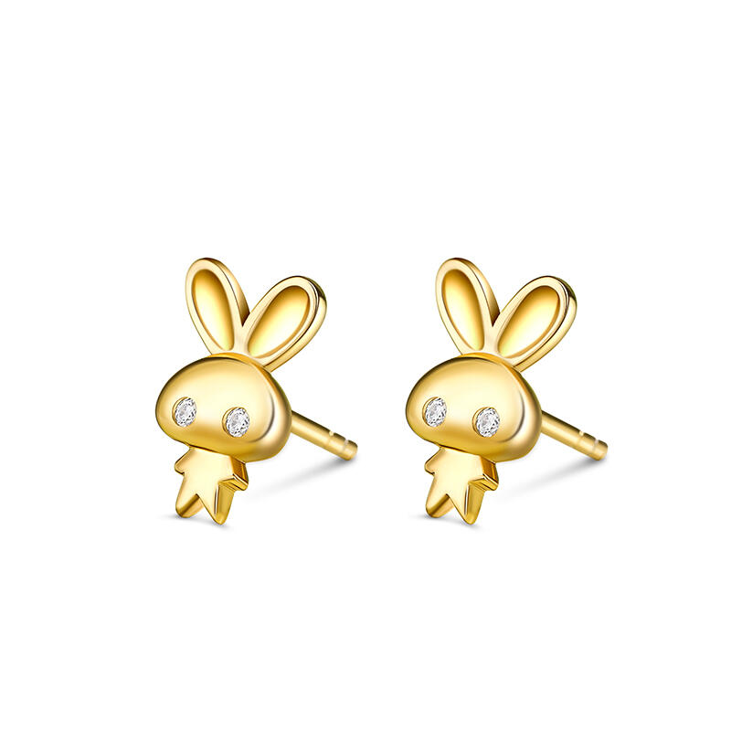 Jeulia "Sweet Bunny" Sterling Silver Children's Earrings