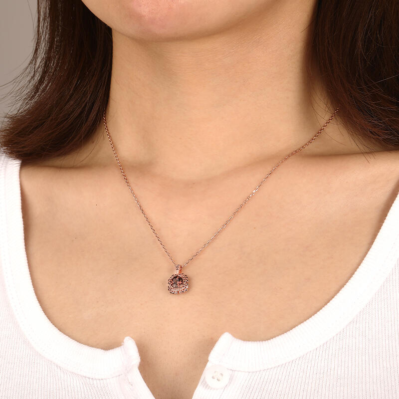"To Meet The Best" Cushion Cut Halo Necklace